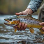 Catch-and-release trout moment on the White River in Arkansas