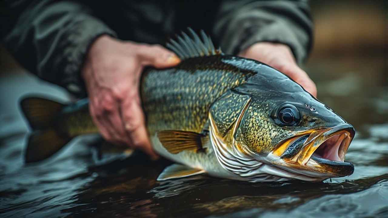 Largemouth bass caught and released during New Jersey season