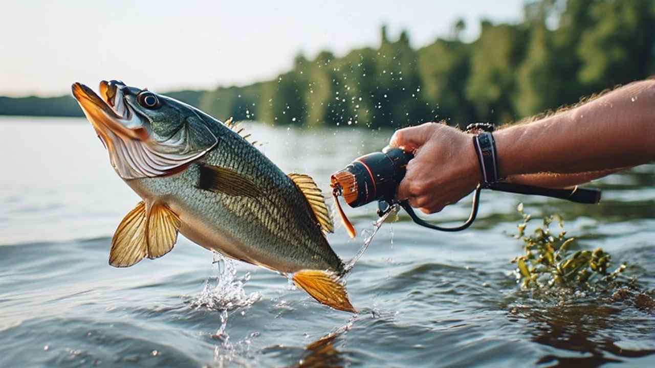Largemouth bass caught on topwater lure in Finger Lakes region New York during summer