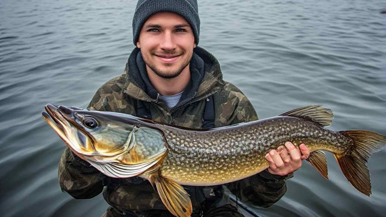 Northern pike caught at Heron Lake New Mexico during fall fishing season